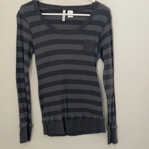 Gray striped thermal longsleeve shirt top Size XL
